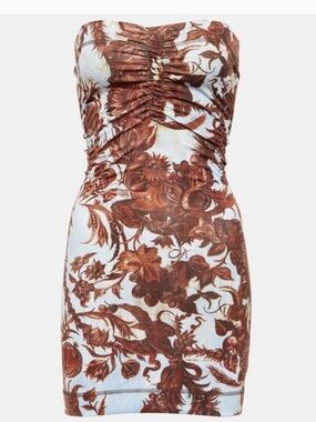 KNWLS Skinn Wildflower Emboss Blue Halcyon Floral Stretch Mini Dress